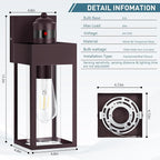 LWSOY Motion Sensor Outdoor Wall Lanterns 2 Packs, Dusk to Dawn Exterior Light Fixture, 3 Lighting Modes, Waterproof Front Porch Lights for Garage Patio Garden House Entryway, Bronze.