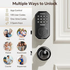 VCHOO Keyless Entry Door Lock with Handle, App Control Door Locks for Front Door, Auto Lock Keypad Door Lock with Handle, Smart Door Lock for Home Hotel Bedroom with 2 Door Knobs