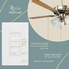 TOPGREENER Kalide Light Switch and 3-Speed Ceiling Fan Control Combo, in Wall Light and Fan Combination Switch, Single Pole, 2.5A, 720W, Neutral Wire Not Required, TGSFS3-W, White