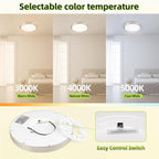hykolity 9 Inch Selectable CCT LED Round Flat Panel Light, 18W 1800LM 3000K/4000K/5000K, Edge-Lit Flush Mount Ceiling Light Fixture for Kitchen, Bedroom, Laundry and Closet Room, Brush Nickel