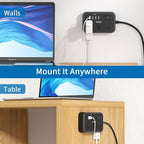 2 Pack Power Strip with 6 Outlets(2 Side) and 4 USB, NTONPOWER Flat Plug Extension Cord 5 Ft, Overload Protection, Wall Mount, Compact Size Charging Station for Office Desk, Nightstand and Travel