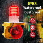 kbaoele AC110V Industrial Siren Alarm Strobe Light-120dB Loud Horn&Waterproof Red Beacon Warning Light for Emergency,Factory,Fires,Tornado,Intruder Deterrent (with Switch&Volume – Adjustable 0–120dB)