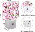 FSHVQKD Spring Flowers Blossom Night Light,Plug Into Wall for Boys Girls Bedroom Decorative Square Night Light Lamp 0.5w Sleep Friendly