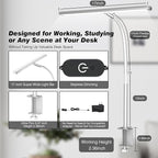 Airlonv LED Desk Lamp for Office Home, Eye-Caring Desk Light with Stepless Dimming Adjustable Flexible Gooseneck, 10W USB Adapter Desk Lamp with Clamp for Reading, Study, Workbench (White)