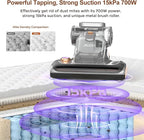 JIGOO T600 Bed Vacuum Cleaner with UV-C Light, 15Kpa Suction 700W Powerful Double Cup Handheld Vacuums, Mattress Vacuum Cleaner with Smart Dust Sensor, Ultrasonic & Heating Tech, HEPA Filter - Corded