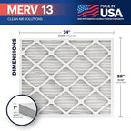 BNX TruFilter 20x24x1 Air Filter MERV 13 (4-Pack) - MADE IN USA - Electrostatic Pleated Air Conditioner HVAC AC Furnace Filters for Allergies, Pollen, Mold, Bacteria, Smoke, Allergen, MPR 1900 FPR 10