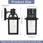 Yisuro Motion Sensor Outdoor Wall Lights, Porch Light Outdoor 3 Lighting Modes, Dusk to Dawn Exterior Light Fixture, Waterproof, Outside Lights for House Front Door Patio Garage 2 Pack (Black)