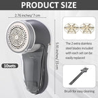 Ferrochef 10 Pack Fabric Shaver and Lint Remover,Sweater Defuzzer with 20 Replaceable Blades,Fuzz Remover Furniture Sweater Shavers to Remove Pilling, Battery Operated, Gray