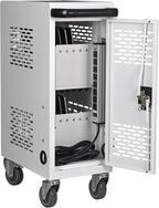 Aokleo Laptop Charging Cart,16 Devices Tablet Storage Carts for pad Up to 16.3" Screen Size, Classroom Computer Mobile Charging Station for Pads, Chromebooks,Laptops, Security Storage(16 Bay-White)
