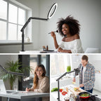 SupeDesk Overhead Camera Mount, Adjustable Desk Mount with Flexible Aluminum Spring Arm, 360° Ball Head, 1/4" 3/8" Screw & Phone Clamp for DSLR Cameras, Light, Heavy Microphones, and Smartphones
