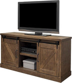 Avondale 60" TV Console Barn Door Entertainment Stand Wood Accent Cabinet Brown