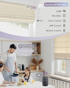 Graywind Smart Roman Shades Compatible with Alexa Google WiFi Hardwired Automatic Blind Remote Light Filtering Plain Fold Soft Roman Window Shades for Windows Doors, Custom Size (Matelasse Offwhite)