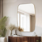 Oval Mirrors for Bathroom, 24"×36" Gold Vanity Mirror with Stainless Steel Metal Frame, Brushed Gold Oblong Bathroom Wall Mounted Modern Mirror for Over Sink