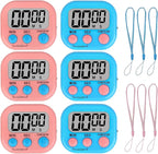 ZILLEEN Classroom Timer for Kids Teachers 6 Pack Digital Timers, Blue & Pink