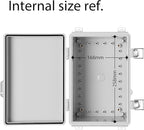 Gratury Junction Box, IP67 Waterproof Plastic Enclosure for Electrical Project, Hinged Grey Cover, Includes Mounting Plate and Wall Bracket (Grey Cover, 11.4"×7.5"×5.5")