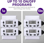 Fosmon 7 Day Digital Timers for Electrical Outlets, Indoor Plug-in Light Timers Switch Programmable, Electric Wall Plug for Grow/Reptile Light, Lamp, Appliance, Aquarium, Fish Tank - 2 Pack