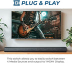 OREI 4-Port eARC 8K Audio Extractor 4x1 Switch for Monitors TVs, Extract Dolby Atmos to Convert Sound bar 4K @ 120hz 18G ARC HDCP 2.3 Perfect for 8K Displays, CEC, Remote Control Works for Sonos Bose