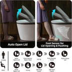 WOODBRIDGE Smart Toilet with Auto Open/Close,1000g MaP Flush Score,Foam Shield,Foot Sensor, Movement Drying,Auto Flush,ADA Height,Blackout Flush,Heated Seat,One Piece Toilet with Tank Built in