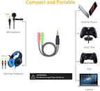 MillSO Headset Adapter, 3.3 Feet 3.5mm Mic and Audio Headphone Splitter (TRRS Male to 2 TRS Female) CTIA 4 Pole Stereo Jack Y Cable for Dual-Plug Headset to PS4, Xbox One, Phone, Laptop, PC