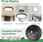 6PK 15.8 Inch Dimmable LED Flush Mount Ceiling Light, 32W, 3480LM, 2700K/3000K/4000K/5000K/6000K, Round Flat Panel Low Profile Ceiling Light Fitures for Hallway, Kitchen, Bedroom, Black
