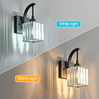 FDPBY Wall Sconces, Set of 2 Black Crystal Vanity Lights, Modern Wall Lamp for Bathroom, Hallway, and Makeup, Easy Installation