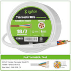Syston 18/7 Thermostat Doorbell HVAC Heating Control Cable Wire, 100% Solid Copper Conductors CL3R/FT4/CMR Riser-Rated UL/ETL Listed, UV Resistant RoHS for Indoor/Outdoor Low Voltage Applications Use
