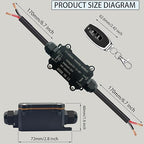 URANT Remote Control Switch,Waterproof Switch DC 12/24/48 Volts 20A,Wireless 433 MHz Transmitter-Receiver Kit,164 Ft Long-Distance Control,Suitable for Water Pumps,Lights,Fans,Vacuum Cleaners