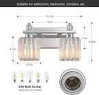 FDPBY Chrome Bathroom Vanity Lights Crystal Vanity Light Bathroom Lighting Fixtures 2 Light Modern Vanity Lighting Fixtures