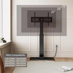 FITUEYES Floor TV Stand for 32-75 inch TV with Power Outlet, Tall TV Stand for Bedroom Living Room with Tempered Glass Base, Floor TV Mount Holds Up to 88lbs MAX VESA 600x400mm,Black