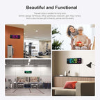 Digital Wall Clock 16", Wall Clocks with 11 RGB Colors, Alarm Clock with Night Lights, Large Digital Clock for Living Room Bedroom Office Classroom Decor, Auto DST, Temperature, Remote Control