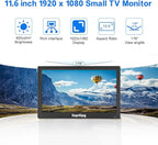 Suprlipy 12 inch FHD Small IPS Monitor LCD Display Screen 1920x1080 60Hz 16:9 with BNC VGA AV Input Built-in Lounspeakers for CCTV Security Camera DVR PC RasPi