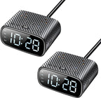 2PCS Alarm Clock with 2 USB-C, 2 USB-A Chargers Power Strip 2 Outlets - Screen LED Dimmable Digital Clock with Snooze Function - Dual Alarm for Bedside Nightstand