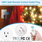 Remote Control Outlet,Greencycle Remote Light Switch and 2 Plugs,Wireless Light Switch,500ft Range,No Wiring Needed,15A/1500W for Household Appliances,FCC Certified,White