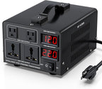 1500W Voltage Converter Transformer(110V to 220V or 220V to 110V) Step Up/Down Converter 110/120 Volt - 220/240 Volt w/US Power Cord,Circuit Breaker Protection, LCD Screen Display, Manual Setting