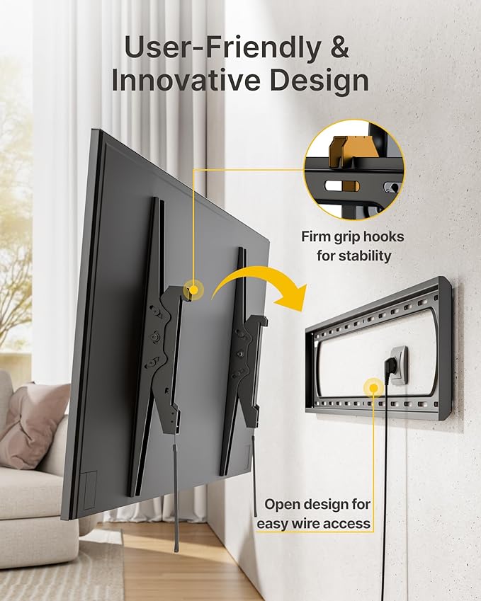 monTEK Heavy Duty Tilting TV Wall Mount for 60–120” Large TVs up to 300 lbs, 4X Safety Tested, 10° Tilt for Glare-Free Viewing, Low Profile Slim Bracket, Max VESA 900x600, Fits 16”/18”/24” Studs