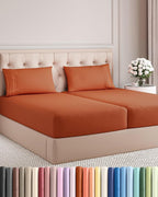 Split King Size 5 Piece Sheet Set - Comfy Breathable & Cooling Bed Sheets Set - Hotel Luxury Bedding for Women, Men, Kids, Teens, Boys & Girls - Deep Pockets and Wrinkle Free - Oeko-Tex - Terracotta