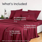 Bambaw 100% Viscose Derived from Bamboo Sheets King Set – 6pcs Set of Cooling Sheets King Size Deep Pocket, Fits Up to 16'' with Elastic Corner Straps, Ultra Soft Bed Sheets King (Burgundy)