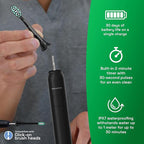 Brushmo Super Sonic Electric Toothbrush with 4 Replacement Heads - Rechargeable Electronic Tooth Brush for Adults with 5 Customizable Modes - IPX7 Waterproof & Long-Lasting Battery - Black