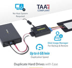 StarTech.com 1:1 Standalone Hard Drive Duplicator with Disk Image Manager For Backup and Restore, Store Several Disk Images on one 2.5/3.5" SATA Drive, HDD/SSD Cloner, No PC Required, TAA