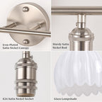 Shenmoyl Bathroom Light Fixtures, 2-Light Vanity Wall Light Over Mirror with White Tulip Glass Shade for Bedroom Living Room (Bulb Not Included), Satin Nickel