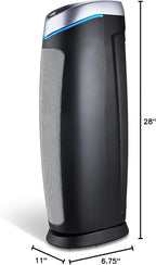 GermGuardian 5-In-1 HEPA Air Purifier for Home, Large Rooms Up To 915 Sq. Ft. with HEPA Pet Air Filter, UV-C Light & Odor Reduction, AC5250PT, 28" Tower, Gray