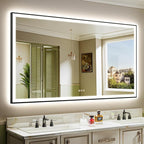 YEELAIT 72x40 Inch LED Bathroom Mirror with Lights (Front Lit and Backlit) Black Framed Lighted Vanity Mirror for Bathroom Wall Dimmable Anti-Fog Memory Tempered Glass Horizontal/Vertical