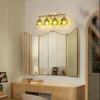 Shenmoyl Bathroom Light Fixtures, 4-Light Brass Vanity Wall Light Over Mirror with Green Tulip Glass Shade for Bedroom Living Room (Bulb Not Included)