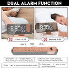 Mightree Projection Alarm Clock for Bedroom, Digital Alarm Clock with USB Charger, 7.4" Large LED Mirror Display Radio Alarm Clock, Dual Smart Alarm with Projection on Ceiling, Rose Gold