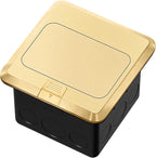 Vagueior Pop Up Floor Electrical Outlet Stainless Steel Box Kit, 5V/4.8A USB Outlet, 20A Tamper-Resistant Receptacle Outlet, Waterproof Power Socket, ETL Certified，Gold（1Pack
