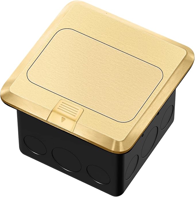 Vagueior Recessed Floor Electrical Outlet Kit,Waterproof Electrical Outlet Covcer Box,Hidden 4.8A USB+20A Tamper-Resistant Receptacle Outlet with Slow Elastic Damping ，ETL Certified,Gold (2 Pack)