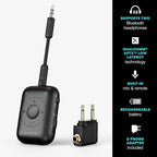 MEE audio Connect Air Pro (2 PACK) Bluetooth Wireless Audio Transmitter & Receiver for AirPods or Bluetooth Headphones, 2-in-1 Adapter with Detachable Cable for 3.5mm devices on Airplanes, Black&White