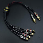 Arklove 5ft Shielded RCA Plug Splitter Stereo Audio Video Cable 2 Male to 4 Female Dual Speaker Y Adapter Connector Extension Cord 24k Gold Plated 1 Input 2 Output