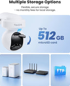 REOLINK 4K Outdoor Plug-in WiFi 6 Security Camera, PTZ Camera for Home Security, Wi-Fi 6 New Tech, Motion Tracking, Smart Detection, 3X Optical Zoom, Motion Spotlight, Local Storage, E1 Outdoor Pro