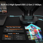 j5create Dual Monitor Mount with 10-in-1 Docking Station, Fully Adjustable Monitor Desk Stand for 2 Screens up to 32 inch, Conveniently Set Optimal Angle and Maximize Productivity (JTSA302)